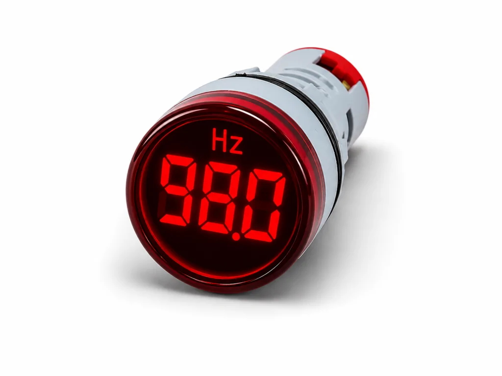 Sinaleiro Frequencímetro Digital PL-SHZ-Vermelho – Medição de 20 a 75Hz, LED 22mm