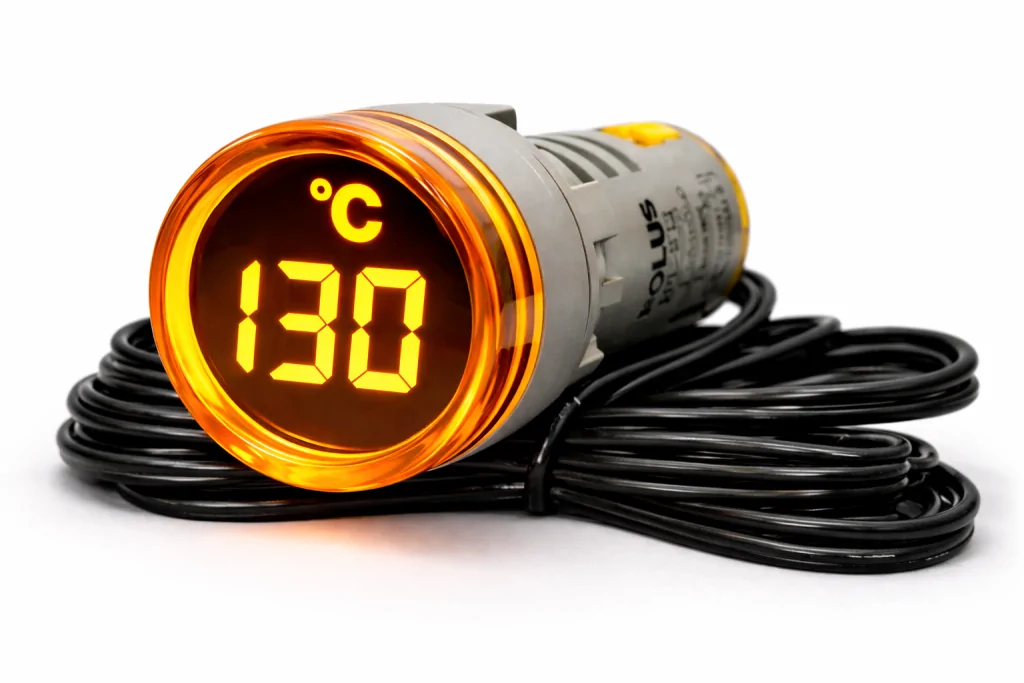 Sinaleiro Digital PL-ST – Indicador de Temperatura LED Amarelo, -20°C a +199°C, 50-380VCA
