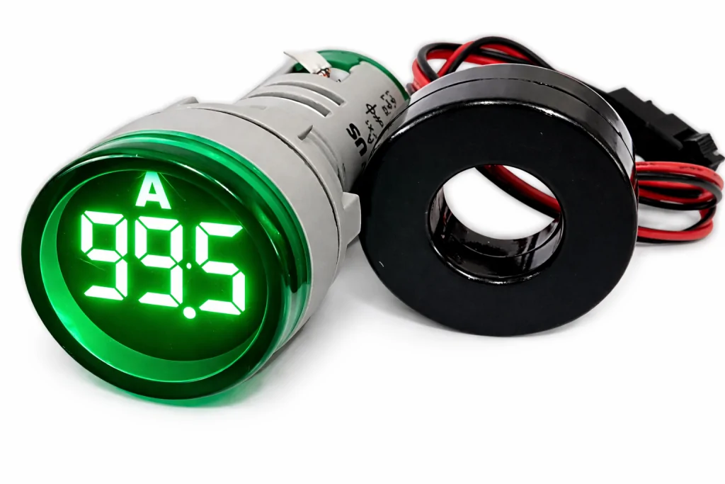 Sinaleiro Amperímetro Digital PL-SA Verde – 0 a 100A, LED 22mm, 50-380VCA, com TC