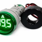 Sinaleiro Amperímetro Digital PL-SA Verde – 0 a 100A, LED 22mm, 50-380VCA, com TC