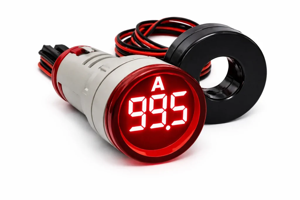 Sinaleiro Amperímetro Digital PL-SA Vermelho – 0 a 100A, LED 22mm, 50-380VCA, com TC