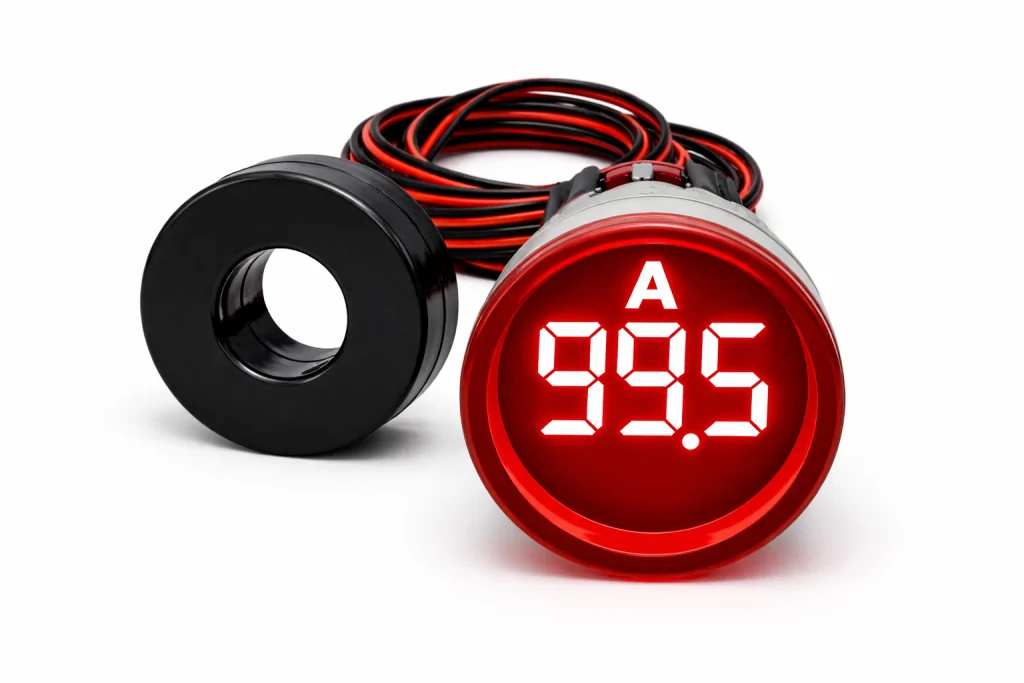 Sinaleiro Amperímetro Digital PL-SA Vermelho – 0 a 100A, LED 22mm, 50-380VCA, com TC