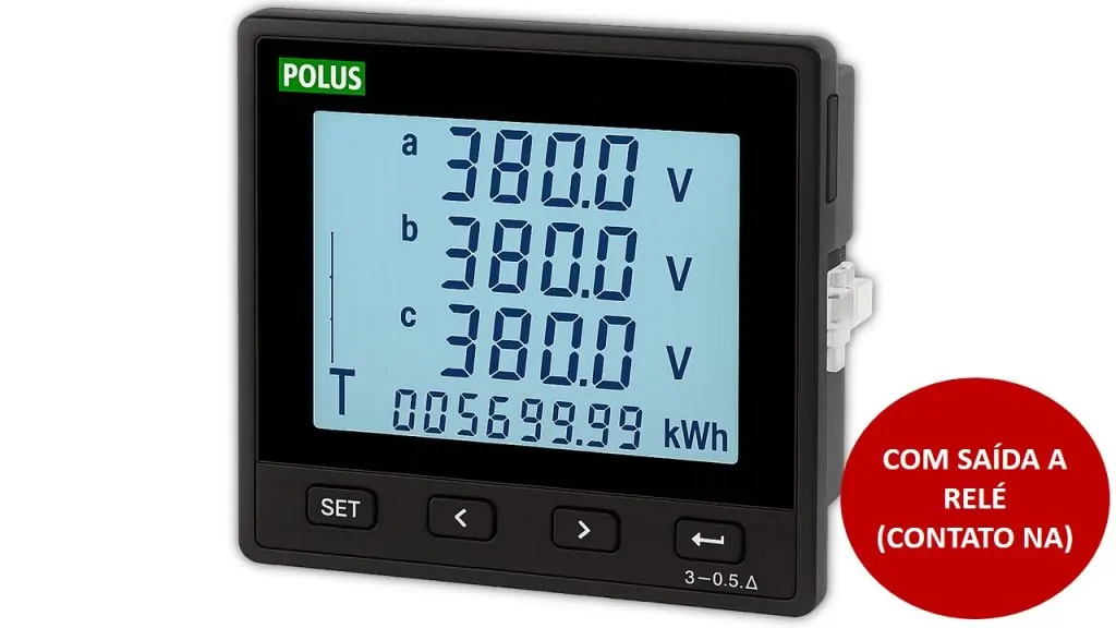 Multimedidor Digital de Grandezas Elétricas PL-M3-R – Para Porta de Painel com RS-485 e Saída a Relé