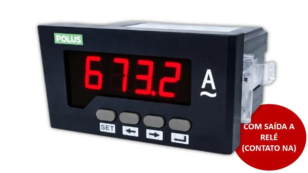 Amperímetro Digital PL-DGAL 48x96mm – Medição até 9999A Com Alarme e Comunicação RS485