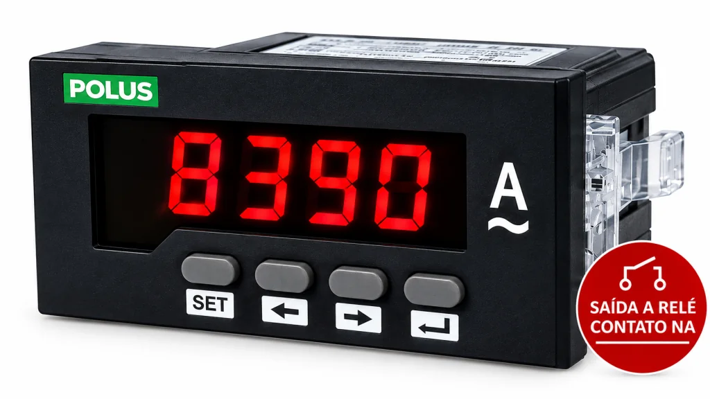 Amperímetro Digital PL-DGAL 48x96mm – Medição até 9999A Com Alarme e Comunicação RS485