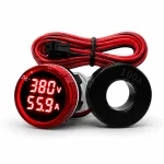 Sinaleiro Amperímetro e Voltímetro Digital PL-SVA Vermelho 22mm 50Vca A 500Vca com TC de 0,5 a 100A