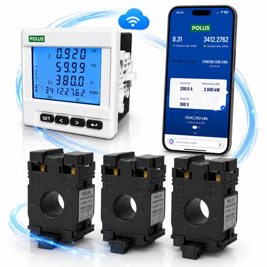 Multimedidor Digital de Grandezas Elétricas PL-M3-Wifi– Para Porta de Painel com RS-485, WIFI e Saída a Relé