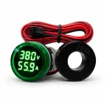 Sinaleiro Amperímetro e Voltímetro Digital PL-SVA Verde 22mm 50Vca A 500Vca com TC de 0,5 a 100A