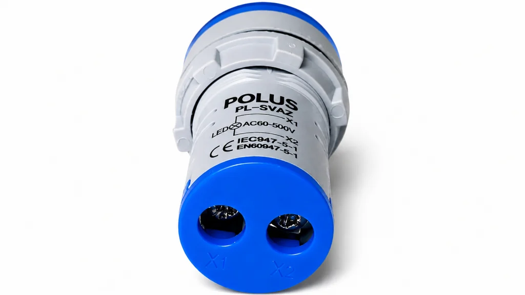 Sinaleiro Voltímetro Digital PL-SV Azul – 5-60VCC, LED 22mm, 3 Dígitos